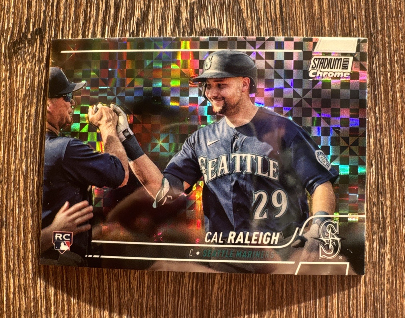 2022 Topps Stadium Club Chrome - Cal Raleigh #255 X-Fractor (RC) - Super Clean!