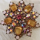 Vintage Starburst Brooch Multicolor AB Rhinestone Cadmium Glow Costume Jewelry