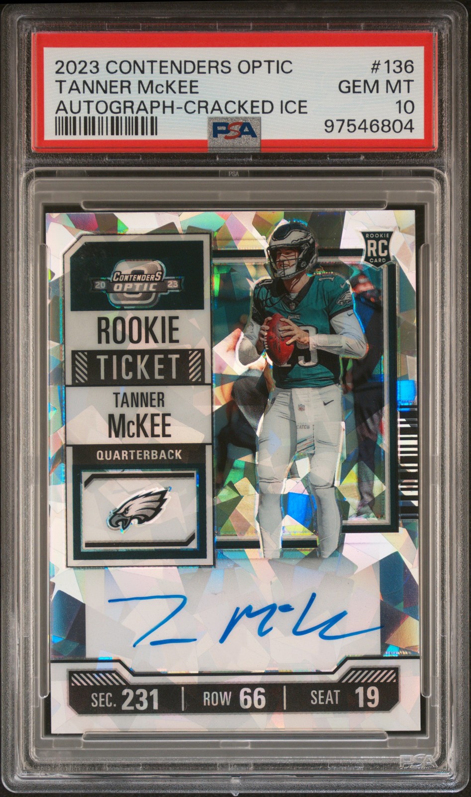 Tanner McKee Panini Contenders Optic #136 Autograph Cracked Ice