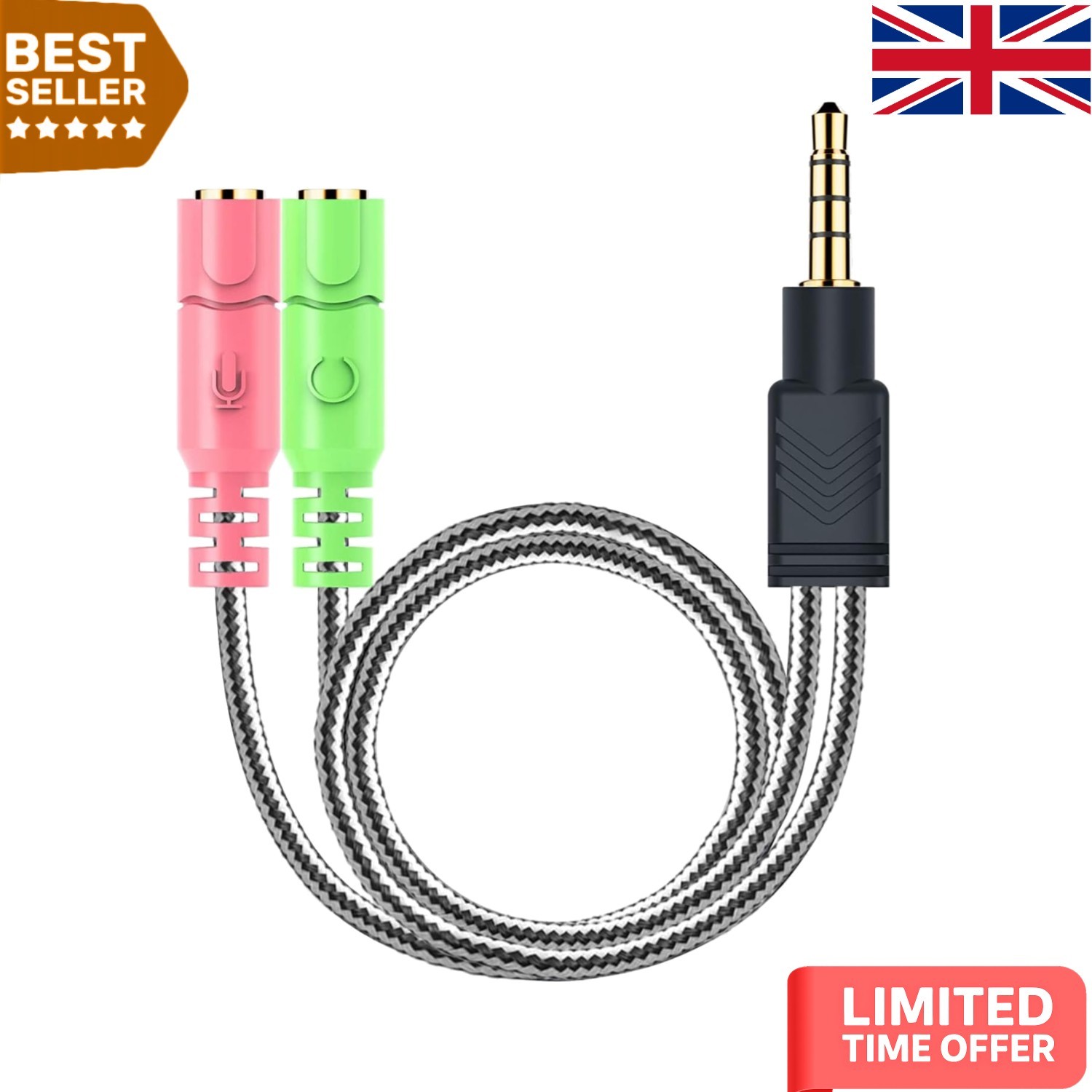 3.5mm Audio Splitter - Connect Dual-plug Gaming Headsets Easily