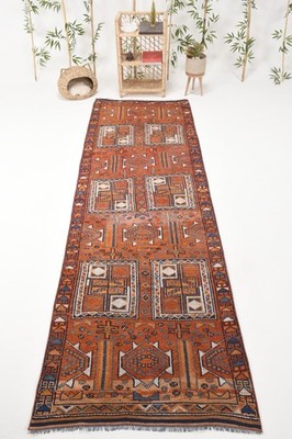 Vintage Turkish Herki Rug 3,5x11,2 ft (108x340 cm), Red Patchwork Wool Rug