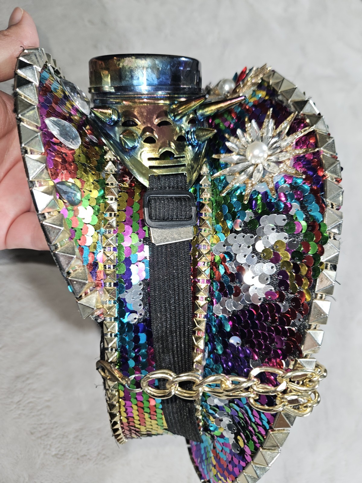 Steampunk Burning Man Rainbow Sequins Rhinestone … - image 2