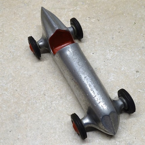 Auto da corsa giocattolo stile coda barca alluminio pressofuso vintage, corsa ruota aperta, 9" - Foto 7 di 13