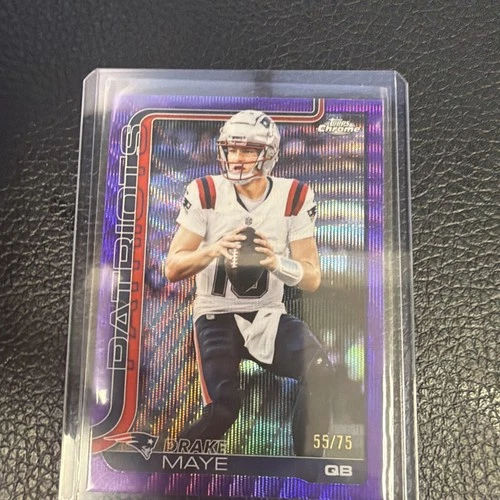 2025 Topps Chrome Football Drake Maye Purple Refractor /75 Patriots
