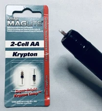 GENUINE AA MINI MAGLITE SUPER BRIGHT KRYPTON BULBS 2 BULB BLISTER PACK LM2A001