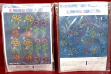VTG Vogart Iron-On Embroidery Transfer Kits 5101 Alphabet and 5102 Florals NEW