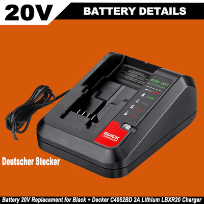 18 V 20 V Li-Ion Akku Ladegerät für Porter Cable Für BLACK+DECKER PCC692L LBXR20