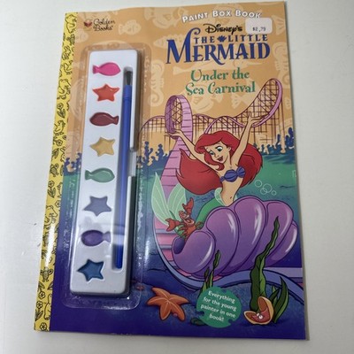 Vtg Disney Little Mermaid Under The Sea Carnival Paint Box Golden Coloring Book