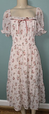 Francesca's Floral Print Milkmaid Lined Dress Romantic Cottage Size Small