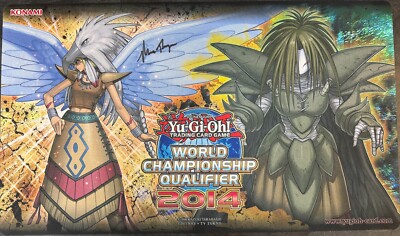 Yugioh 2014 NAWCQ Playmat Signed By Mark Thompson Voice Actor Chazz and Yubel
