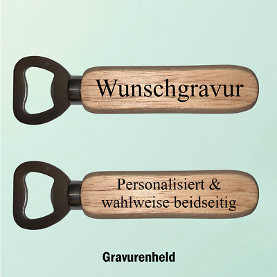 Flaschenöffner mit Gravur / Bieröffner personalisiert Wunschtext Geschenk Holz