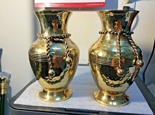 2 Heavy Brass Vases 8" x 4 1/2"