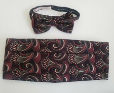 Brioni Silk And Gold Lam  silk Cummerbund And Pre Tied Bow