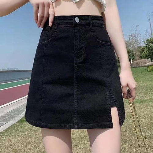 Skorts Skirts for Women Denim Mini Skirt Side Slit with High Waisted Jean - Bild 8 von 29