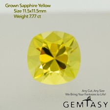 Cut stone - Sapphire Yellow Czochralski (Pulled) lab grown, facet 7.77ct