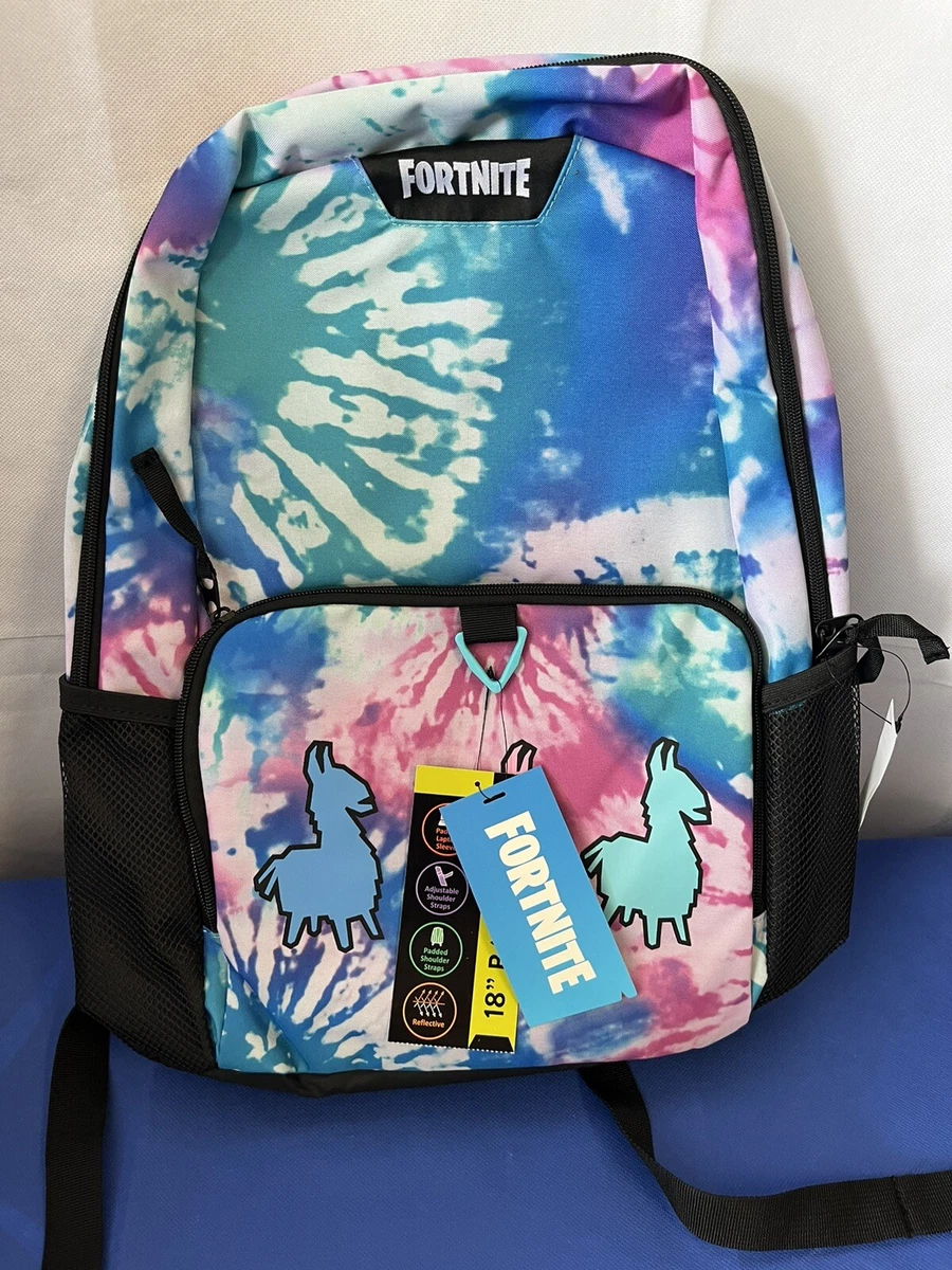 Fortnite Amplify 2.0 18" UNISEX LLama Backpack Blue Tie Dye