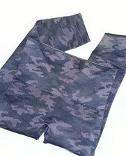 SPANX Large Women's Leggings Gray Camo Pattern Form Fitting Body Compression