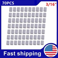 70PCS Aluminum Crimping Loop Sleeve for Wire Rope Cable Ferrule Diameter 3/16"