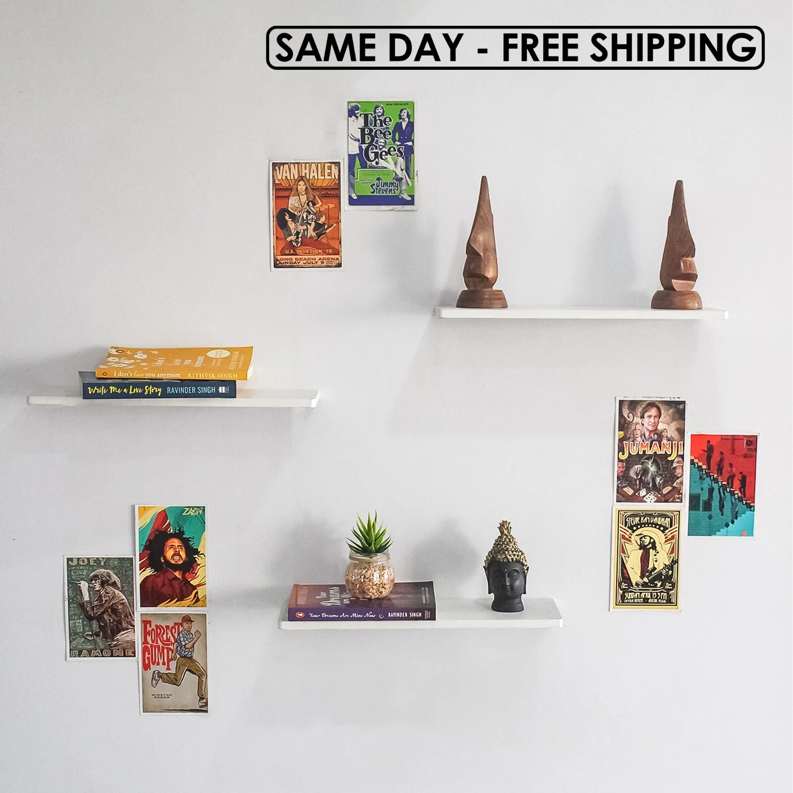 Set of 3 Modern Floating Wooden Wall Shelves – Durable, Space-Saving & Stylish