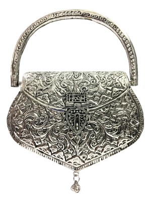 silver metal bag