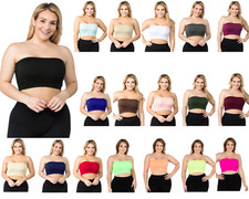 Women Seamless Layering Tube Top Bandeau Layering Bra Top Spandex (Plus Size)