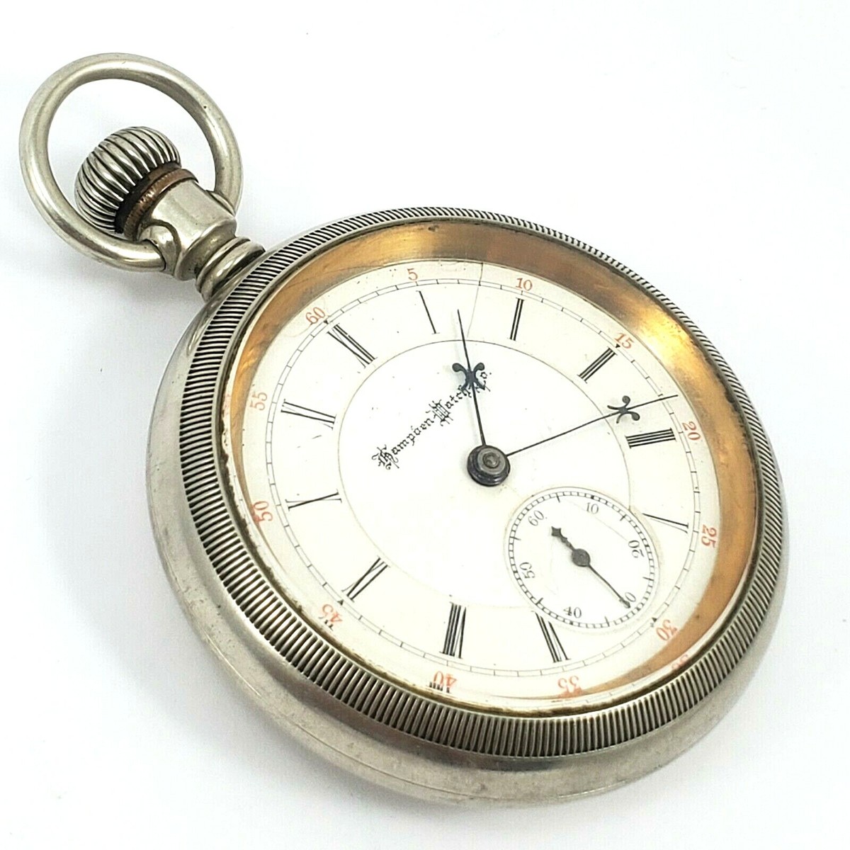 Antique Railroad Pocket Watch 1890 HAMPDEN 15/Jewel Model/1 Size
