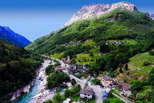 Landscape nature mountains river bridge switzerland Custom Gaming Mat Desk