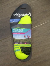 BRIDGEDALE MEN'S TRAIL RUN ULTRA LIGHT T2 3/4 CREW YELLOW SOCKS  SIZE LARGE