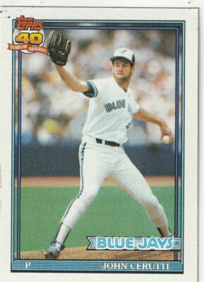 FREE SHIPPING-MINT-1991 Topps John Cerutti #687 BLUE JAYS-40 YEAARS OF BASEBALL