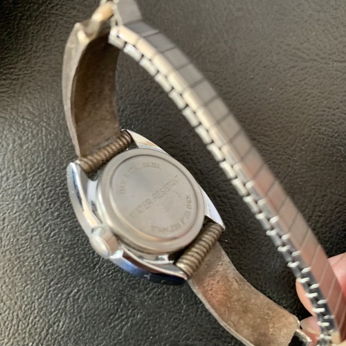 Blue Turquoise Chip Inlay Navajo Sterling Silver Old Pawn Watch Tips 1639 - Picture 5 of 12