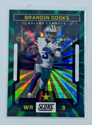 2023 Panini Score Football Green Sunburst #'d /115 Brandin Cooks #3 Cowboys