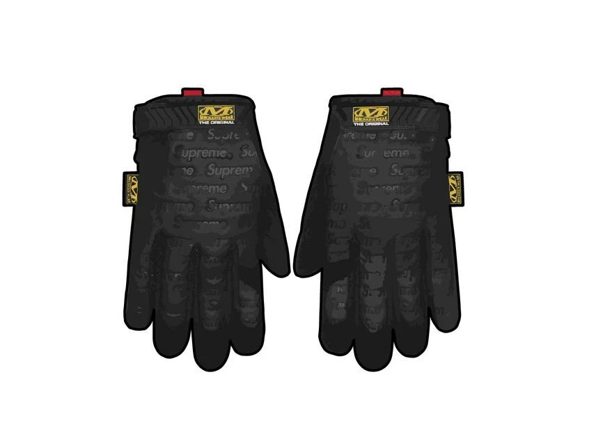 Gants de travail en cuir noir Supreme Mechanix