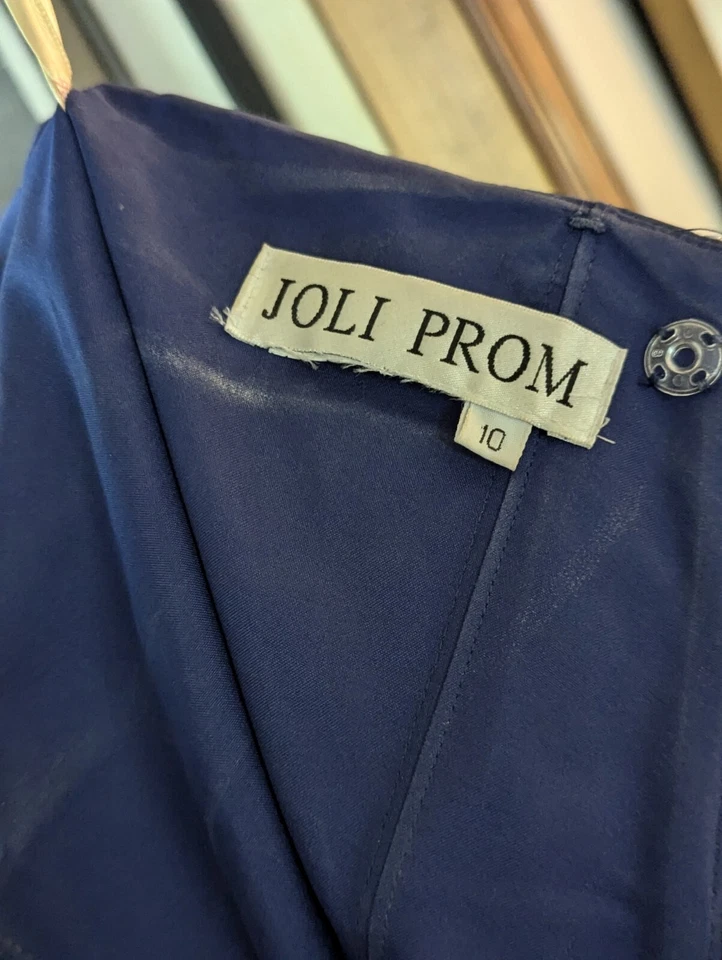 Vestido vintage Joli formatura noite 8048 índigo enfeitado sequência franzido tamanho 10  - Imagem 4 de 4