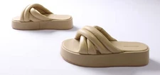 Pretty Little Thing Womens Chunky Padded Cross Strap Sandals JL3 Beige Size US:8