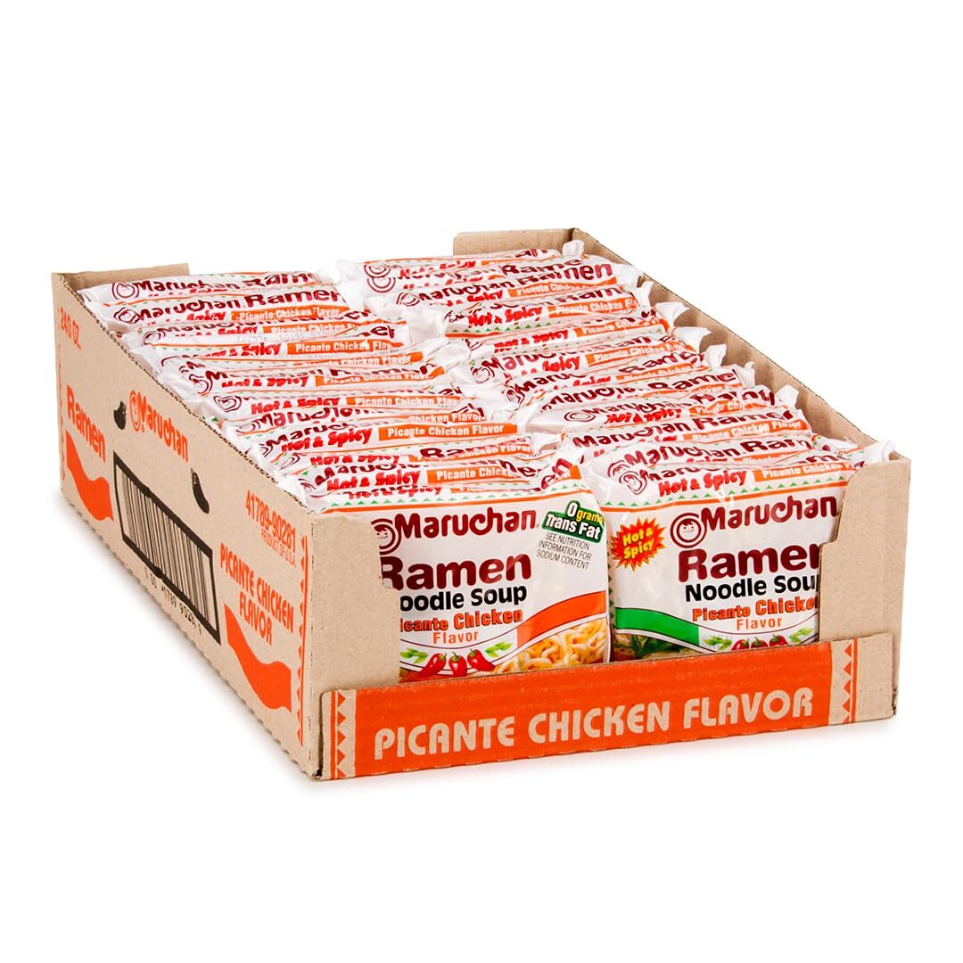 Fideos de ramen instantáneos de pollo Maruchan Ramen Picante listos para comer comidas 3 OZ...