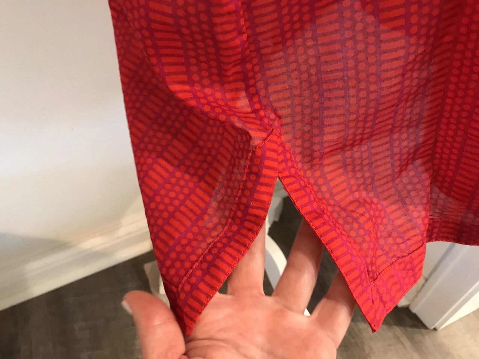 Abito tunica spiaggia copricostume cotone donna TORY BURCH TG 8 nuoto ROSSO VIOLA cravatta