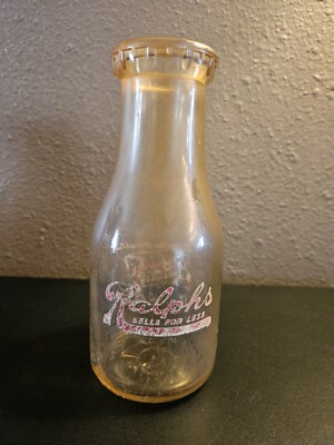 Vintage Ralph's Grocery Glass Creamer Bottle(rare unable To find one mentioned)