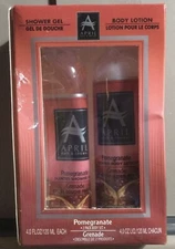 April 2 Pack Body Set 4 oz each Pomegranate Shower Gel & Body Lotion NIB