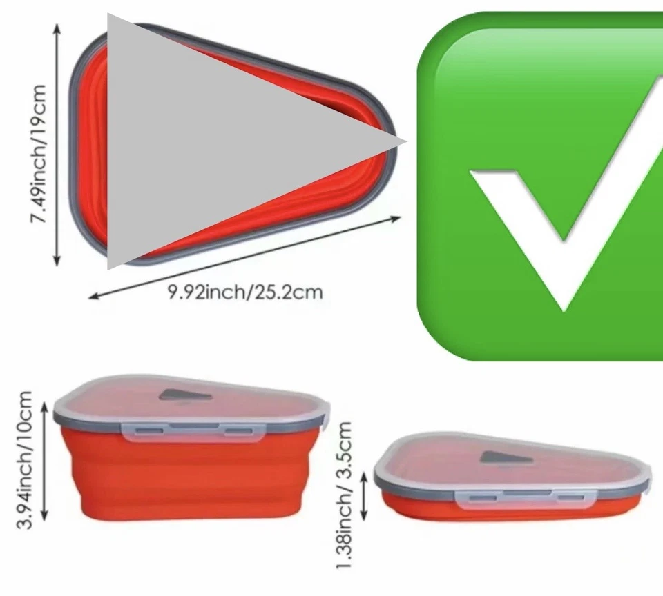 Pizza Storage Container Box Foldable Triangular Reusable Pack Container Multiuse - Image 2 of 4