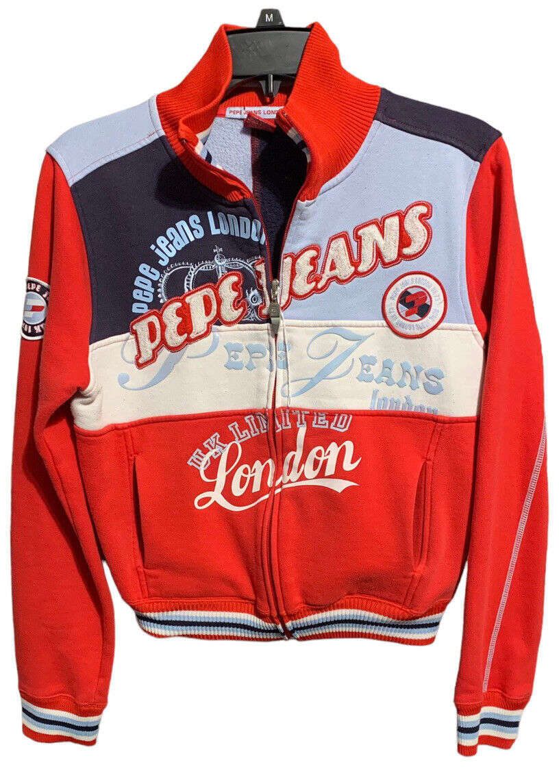 Vtg Pepe Jeans London Size L Track Jacket Red Full Zip Streetwear