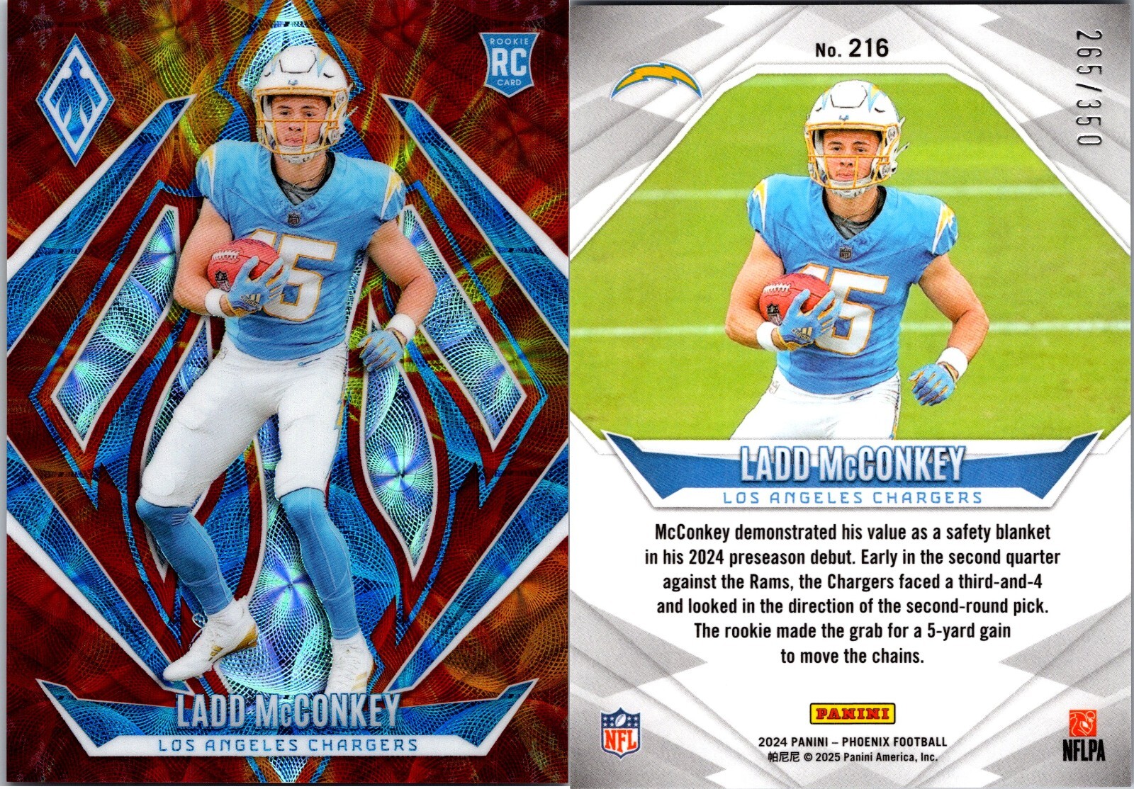 2024 Panini Phoenix Football #216 Ladd McConkey FIREBURST #'d  265/350---4843