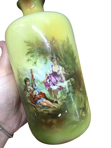 Französisches Opal Paar Vase Deko Kunst 19. Jahrhundert 7 cm antik bemalt - Bild 9 von 18