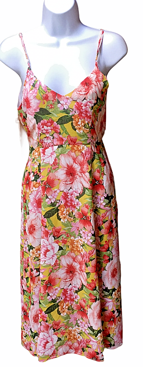 FOREVER 21 Contemporary Women's Sz Large Pink Floral Tropical Print Wrap  Dress | eBay