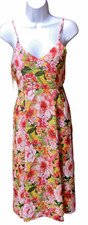 FOREVER 21 Contemporary Women's Sz Large Pink Floral Tropical Print Wrap Dress 
