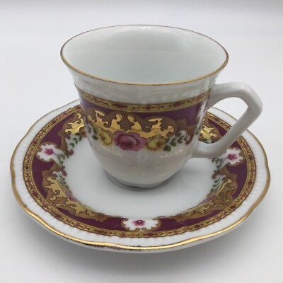 Limoges Kaffeetasse und Untertasse - ''Pate Porc'' PF - Peint a La Main - siehe Bilder