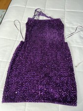 Fashion Nova Kelly Purple Sequin Mini Dress Size juniors  XL NWT Sexy Short