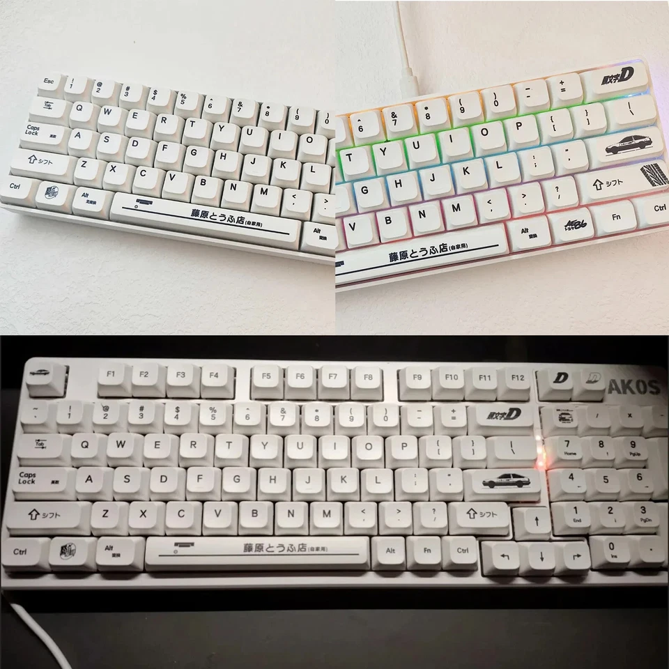 124 Keys Japanese PBT White AE86 Initial D Cherry Keycaps for Cherry MX Keyboard - Image 2 of 4