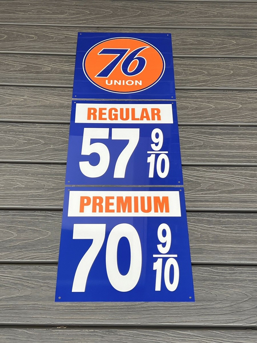 Union 76 Gasoline sign 3 piece vintage reproduction With Prices