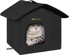 Cat House for Outdoor Cats, Weatherproof and Insulated Feral Cat House with Mat