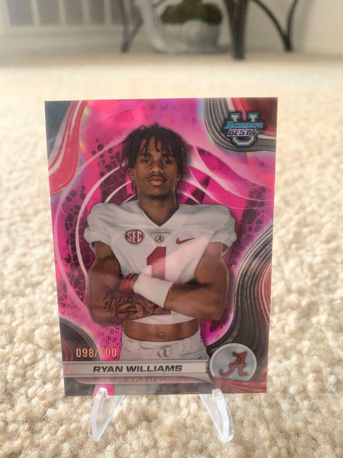 2024 Bowman Best University Ryan Williams #82 Pink Lava 98/100 Alabama
